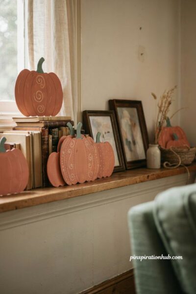 DIY no carve black cat pumpkin with painted face and cozy Halloween decor