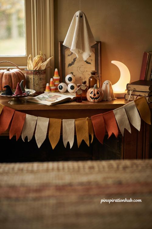 DIY vintage Halloween decor with retro handmade decorations