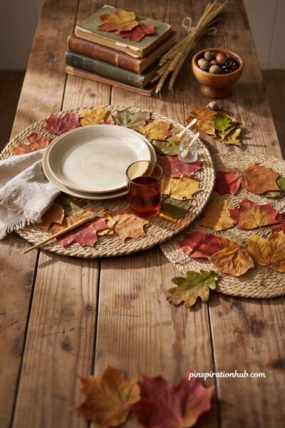 Fall crafts for adults with pressed fall leaf placemats for autumn tables