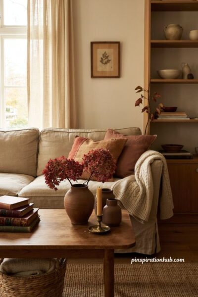 Fall decor color palette ideas using warm neutral and earthy tones
