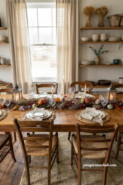 Fall table runner garland dining table decor ideas