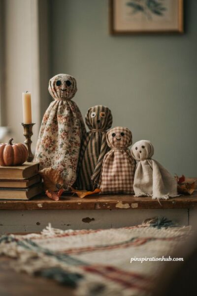 Groovy fabric ghosts with vintage floral and striped sheets