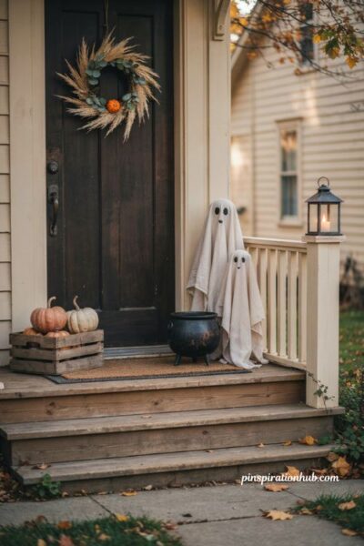 Halloween porch ideas for a small porch with simple scaled decor