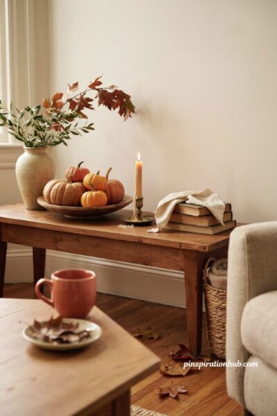 Mix real and faux fall decor for a warm budget-friendly home