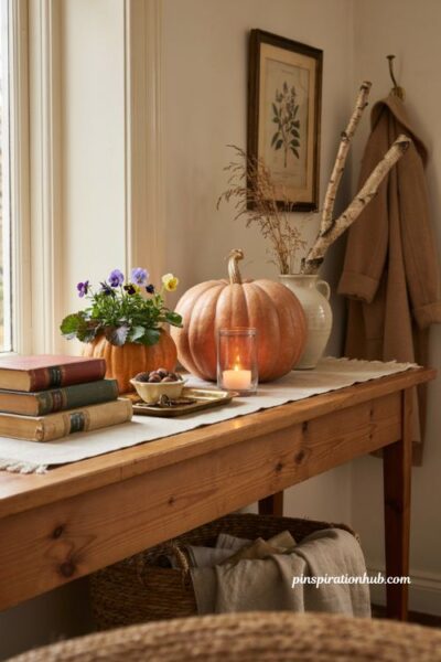 Pumpkin candleholder and planter ideas for cozy fall decor