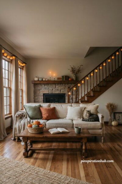 Pumpkin string lights for cozy Halloween room decor