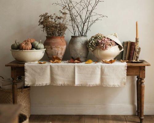 Thrifted vintage containers for cozy fall decorating ideas