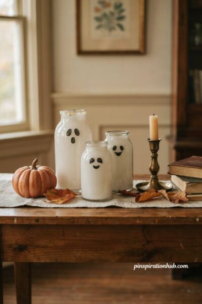 Vintage milk glass ghost vases for Halloween decor