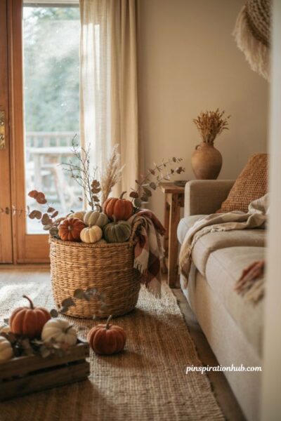 fall basket ideas for moving seasonal decor room to room