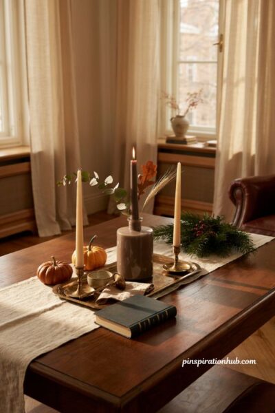 luxury fall candle with elegant autumn decor for cozy holiday gatherings