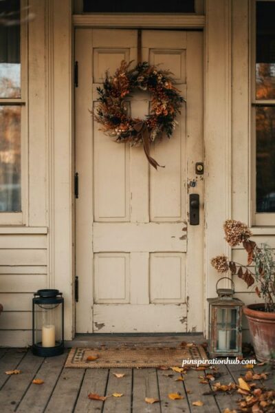 _two toned burnt orange black fall wreath front porch decor