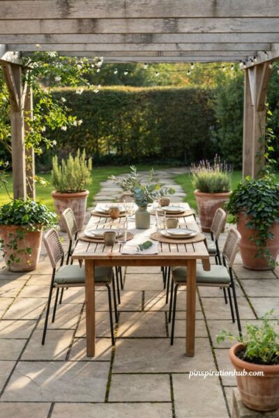 Back patio ideas with a cozy outdoor dining room