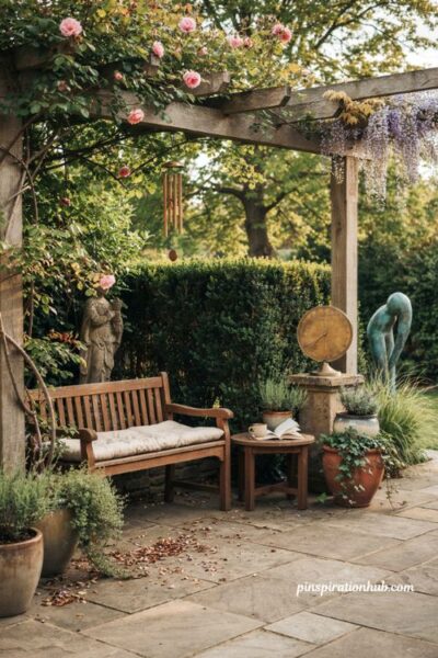 Back patio ideas with personal garden decor and vintage outdoor accents