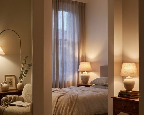 Bedroom lighting ideas with cozy layered lamps and warm glow