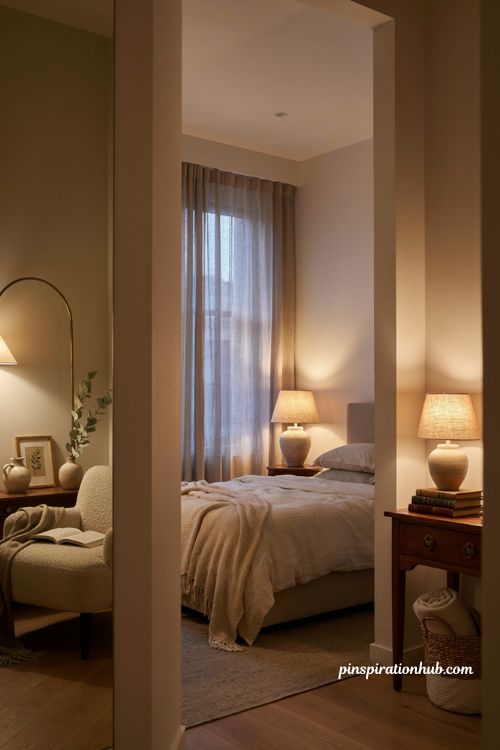 Bedroom lighting ideas with cozy layered lamps and warm glow