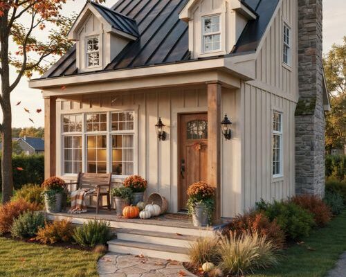 Bloxburg realistic fall house ideas with cozy autumn exterior