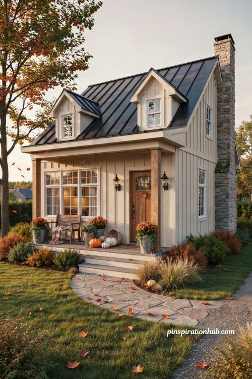 Bloxburg realistic fall house ideas with cozy autumn exterior