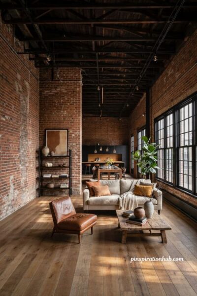 Bloxburg warm autumn loft realistic fall house with exposed brick and industrial decor
