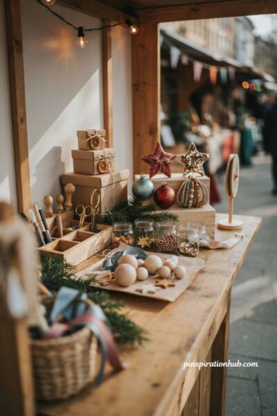 Christmas booth display ideas with interactive make and take craft station