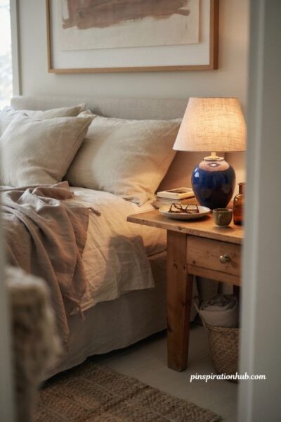 Colorful lamp base bedroom lighting ideas for a bold accent