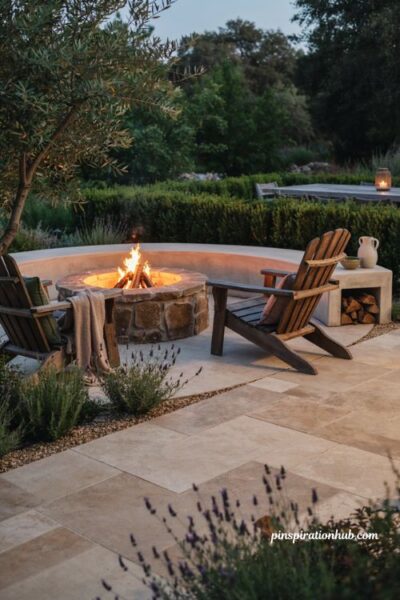 Dream backyard fire pit with stone seating and cozy outdoor lounge