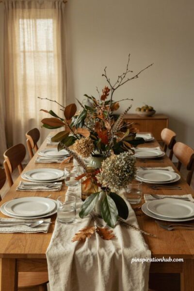 Easy Thanksgiving tablescapes with a foraged backyard centerpiece