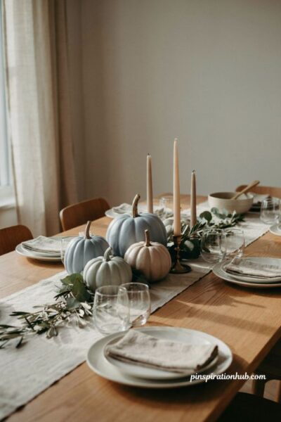 Easy Thanksgiving tablescapes with custom color painted pumpkins