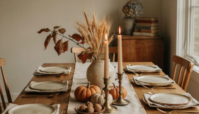 Fall centerpiece ideas for a warm cozy dining table