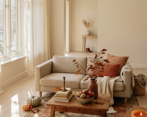 Fall house decor ideas with cozy natural textures and warm autumn colors