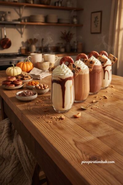 Fall sleepover ideas with a fun freakshake milkshake topping stall