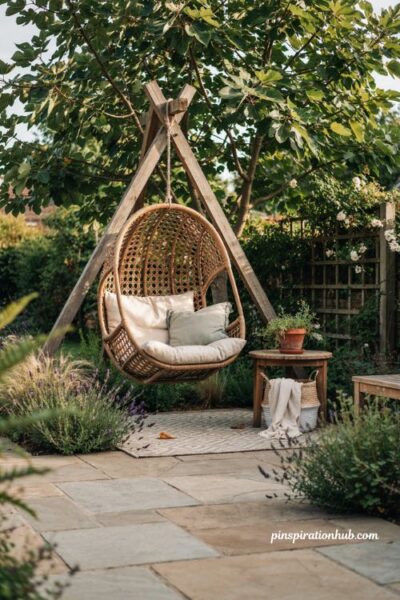 Fully suspended hanging chair ideas for a cozy backyard