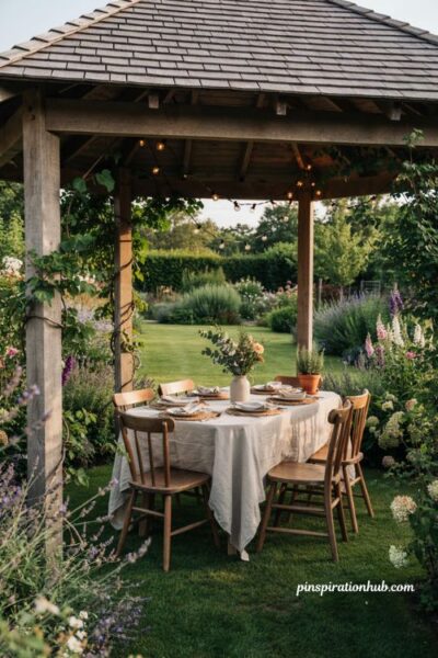 Gazebo backyard ideas for an outdoor dining room