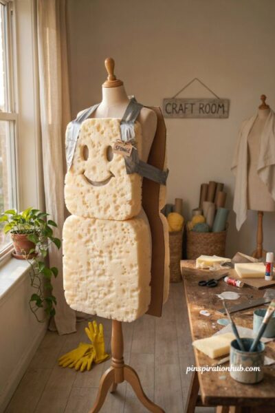 Halloween costume ideas with diy cleaning sponge costume and rubber gloves