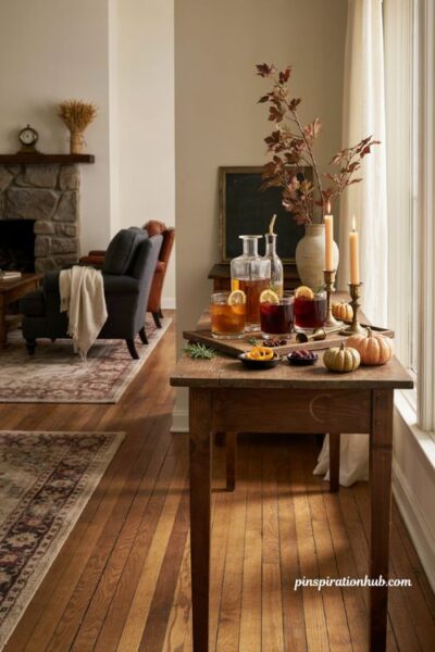 Halloween house party ideas for adults with a signature cocktail station