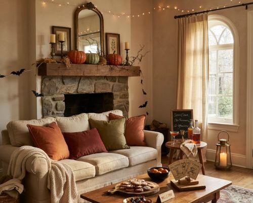 Halloween house party ideas for adults with cozy party decor