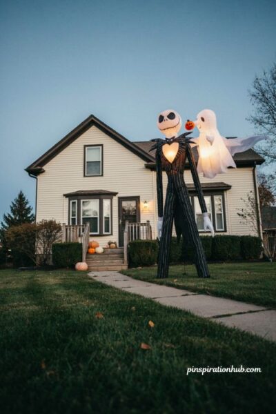 Jack Skellington and Zero inflatable yard decoration with LED lights
