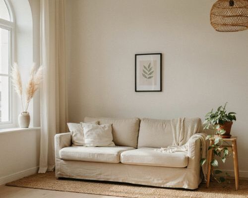 Living room Christmas decor with cozy traditional tree and warm holiday fireplace