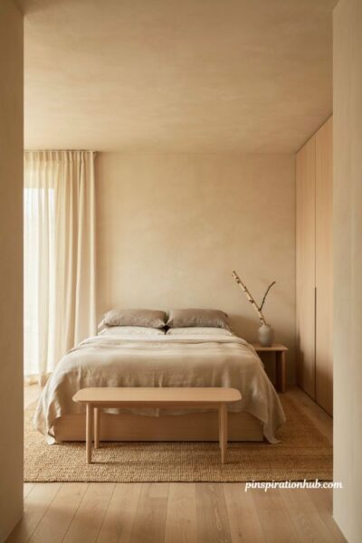 Minimal Japandi bedroom ideas with clutter free intentional decor