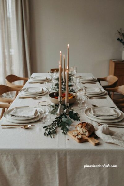 Modern Thanksgiving table with mixed gold and silver metal finishes