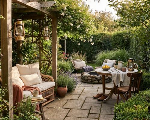 Outdoor seating area ideas with cozy garden spaces