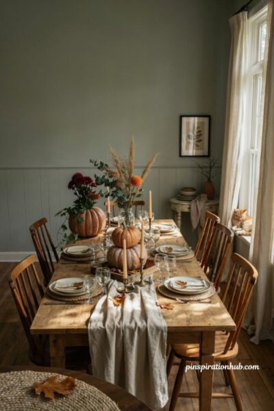 Pumpkin vase or planter Thanksgiving centerpiece with mums and fall flowers