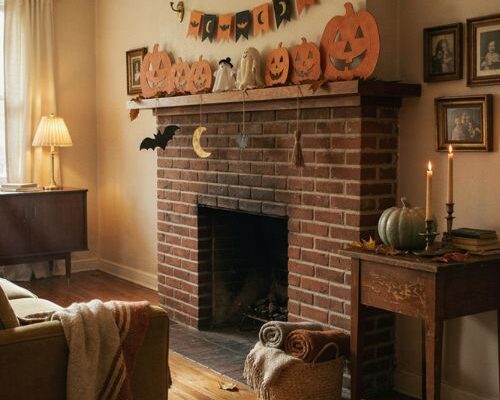Retro Halloween decorations with vintage 1950s charm